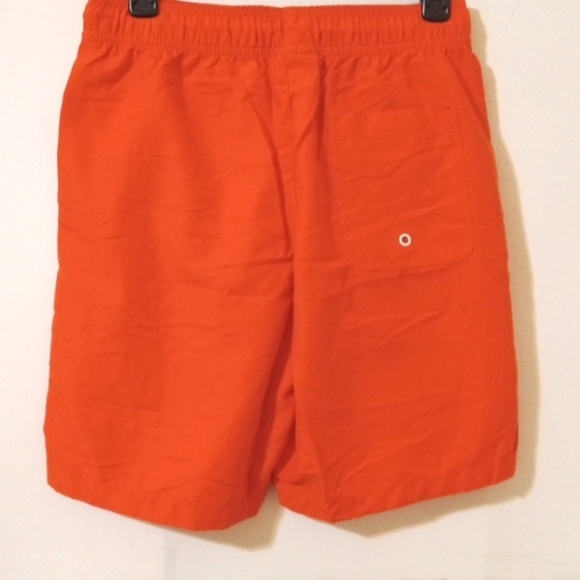 ORANGE WHITE DRAWSTRING THREE POCKET MESH LINED SWIM TRUNKS SIZE SMALL NWT - Picture 4 of 6